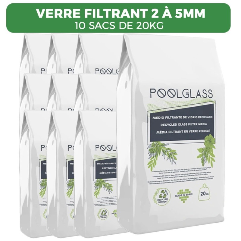 Lot de 2 sacs – Verre filtrant 0,4–1 mm – 20 kg