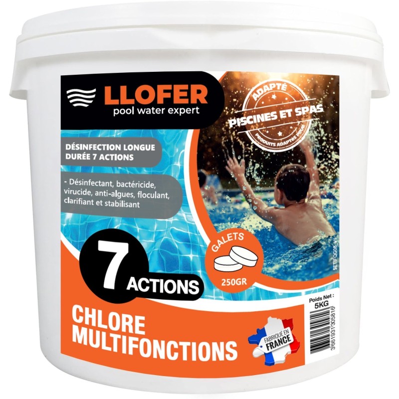 Chlore multifonction 7 actions en galets 250 g – 5 kg