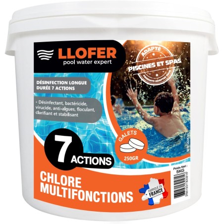 Chlore multifonction 7 actions en galets 250 g – 5 kg