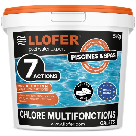 Chlore multifonction 7 actions en galets 250 g – 5 kg