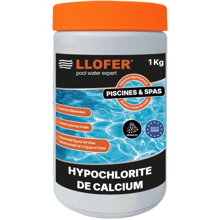 Hypochlorite de Calcium 70% – Chlore choc piscine 1 kg | LLOFER