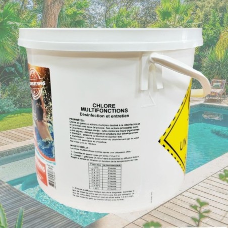 Chlore 7 actions LLOFER – Seau 5 kg | Pastilles longue durée