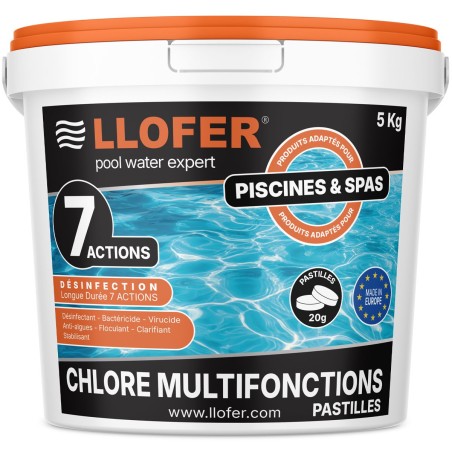 Chlore multifonction 7 actions en pastilles 20 g – 5 kg