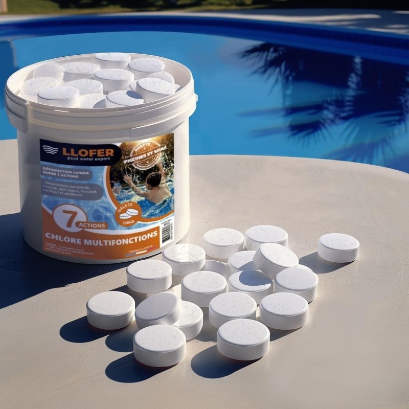 Chlore 7 actions LLOFER – Seau 5 kg | Galets longue durée