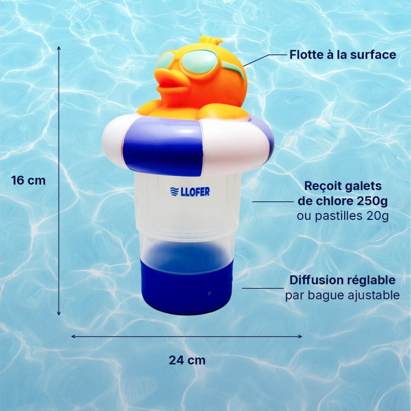 Doseur flottant piscine canard – chlore brome | LLOFER