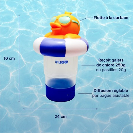 Doseur flottant piscine canard – chlore brome | LLOFER