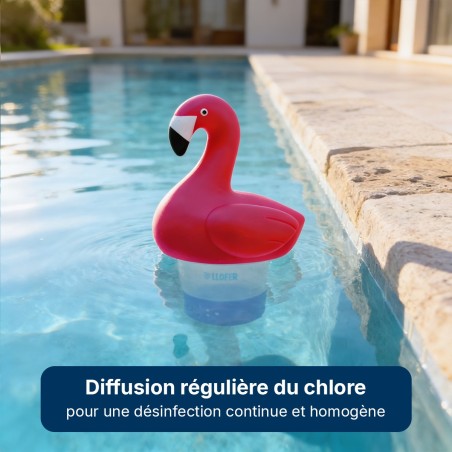 Doseur flottant flamant rose piscine – chlore brome | LLOFER