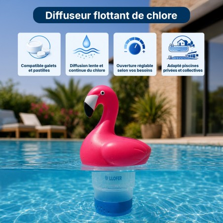 Doseur flottant flamant rose piscine – chlore brome | LLOFER