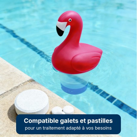 Doseur flottant flamant rose piscine – chlore brome | LLOFER