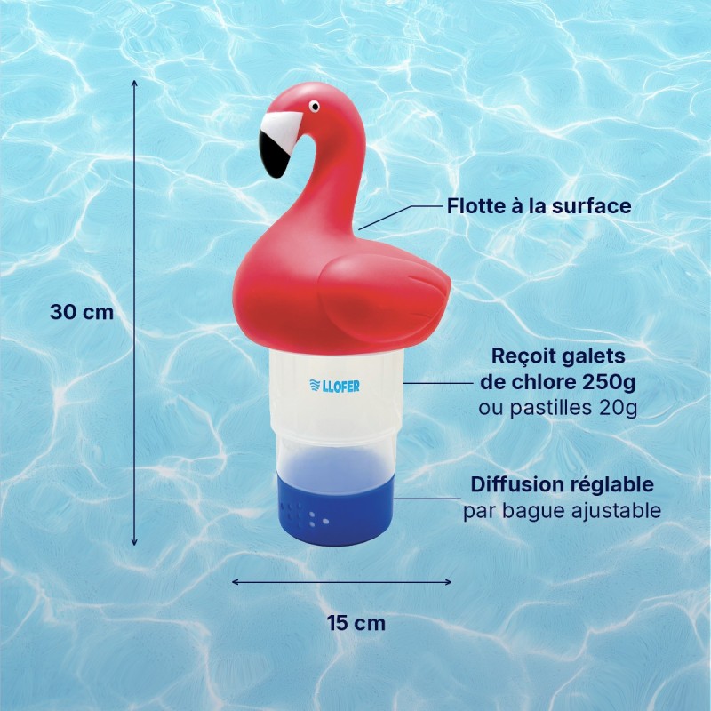 Doseur flottant flamant rose piscine – chlore brome | LLOFER