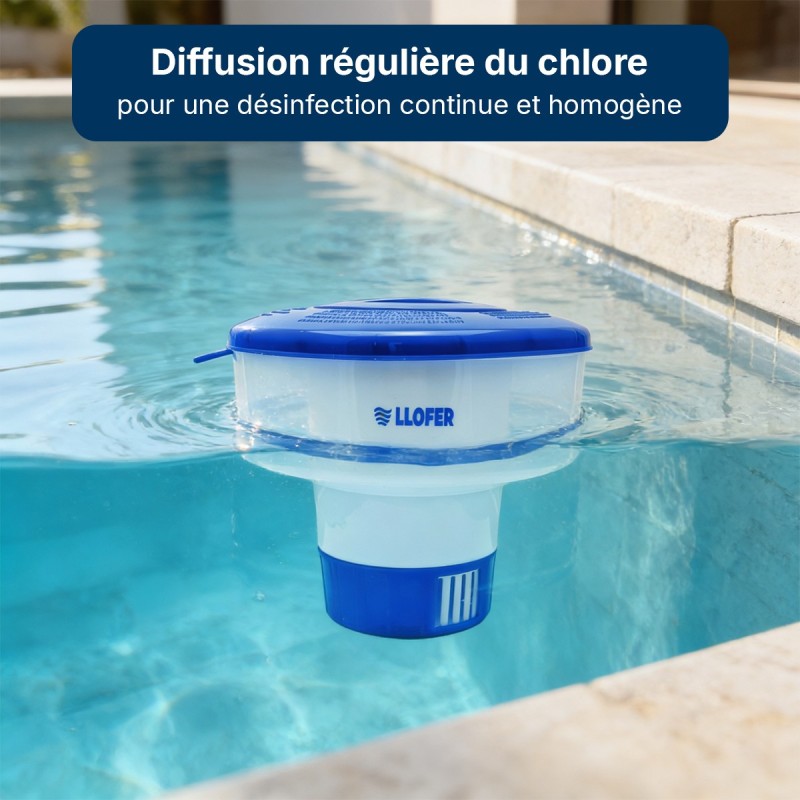Doseur flottant piscine réglable – LLOFER chlore brome