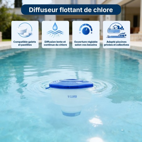 Doseur flottant piscine réglable – LLOFER chlore brome