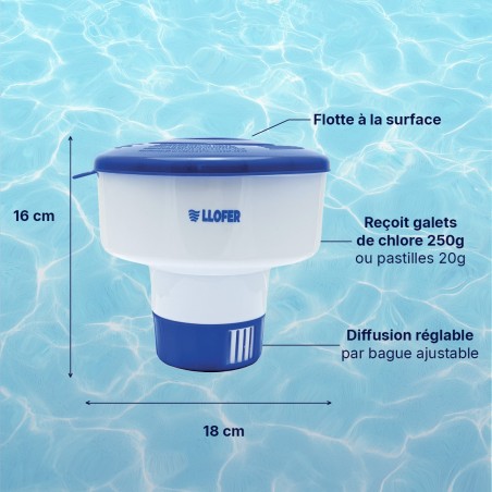 Doseur flottant piscine réglable – LLOFER chlore brome