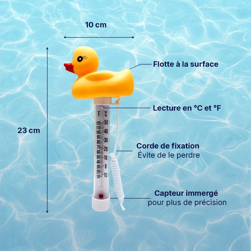 Thermomètre piscine flottant canard avec corde – °C °F | LLOFER