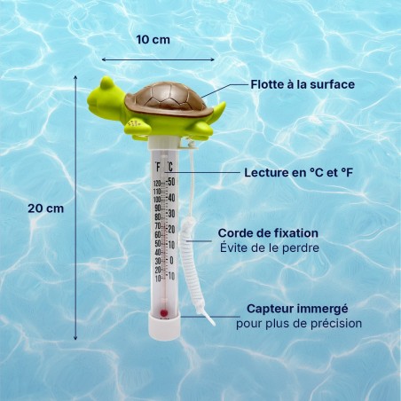 Thermomètre piscine flottant tortue avec corde – °C °F | LLOFER