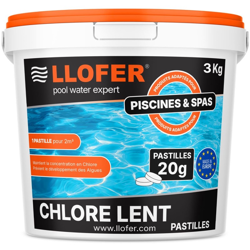 Chlore lent – Pastilles 20g – 3 kg | LLOFER