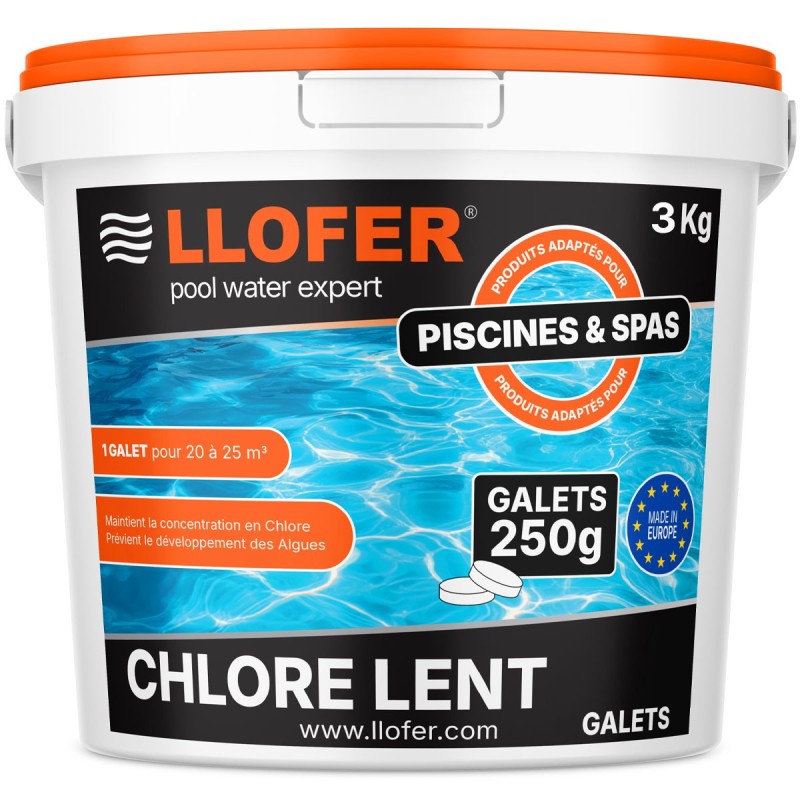Chlore lent en galets 250 g – 3Kg