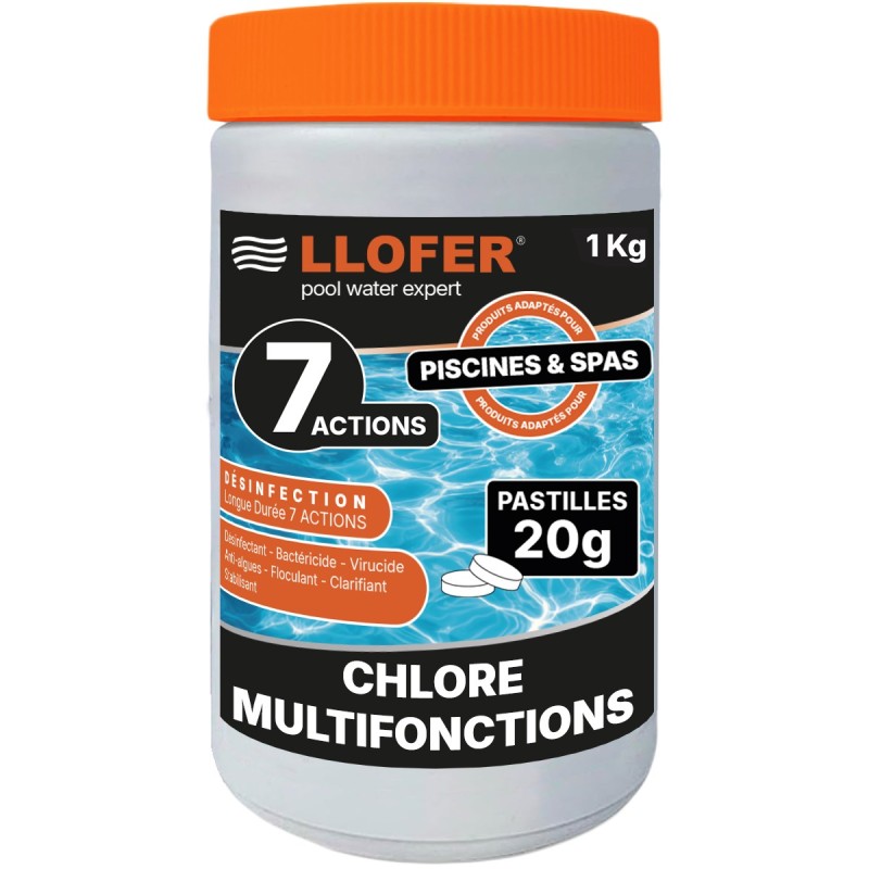 Chlore multifonction en pastilles 20 g – 1 kg