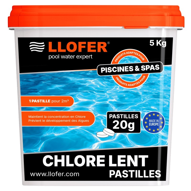 Chlore lent en pastilles 20 g – 5 kg (Haute teneur 90%)