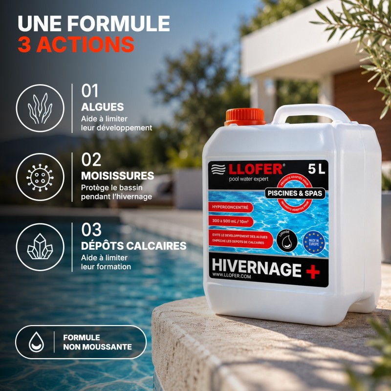 Produit d’hivernage piscine SUPER 5L – Anti-algues & anticalcaire