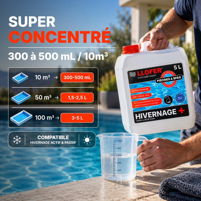 Produit d’hivernage piscine SUPER 5L – Anti-algues & anticalcaire