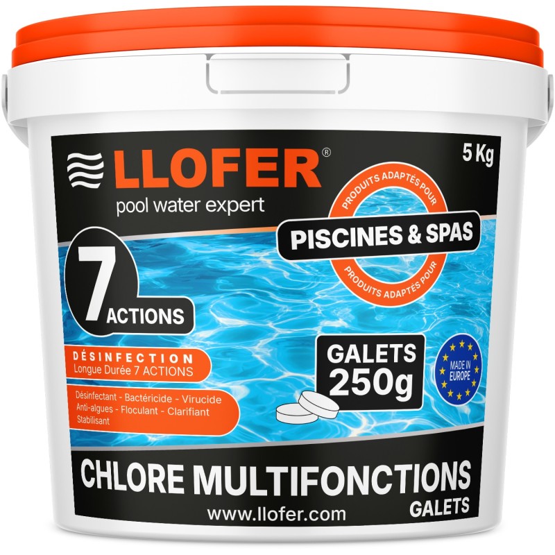 Chlore multifonction 7 actions en galets 250 g – 5 kg