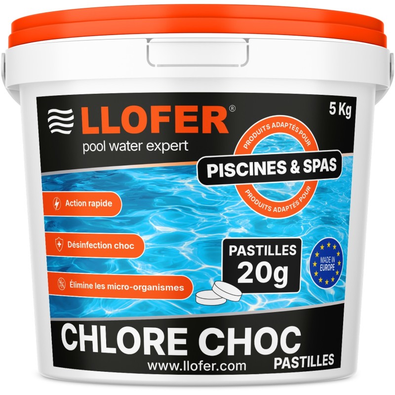 Chlore Choc en Pastilles 20 g – 5 Kg