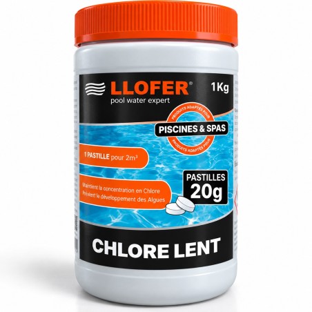LLOFER - Chlore Lent en Pastilles de 20g – 1 Kg