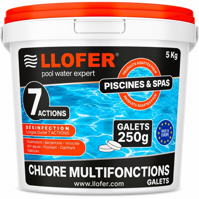 Chlore multifonction 7 actions en galets 250 g – 5 kg
