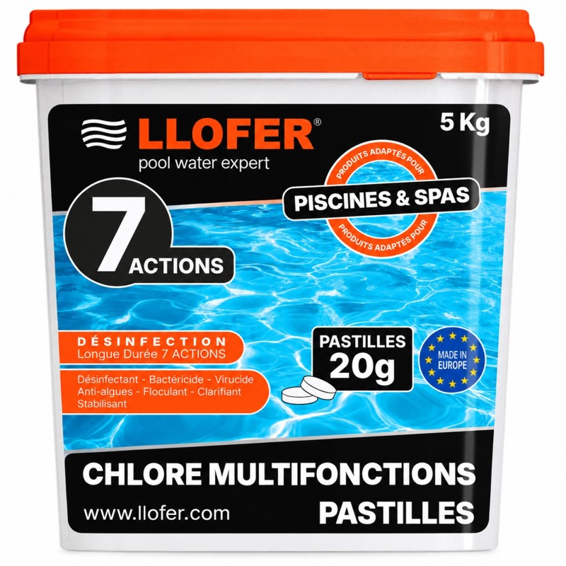 Chlore multifonction 7 actions en pastilles 20 g – 5 kg