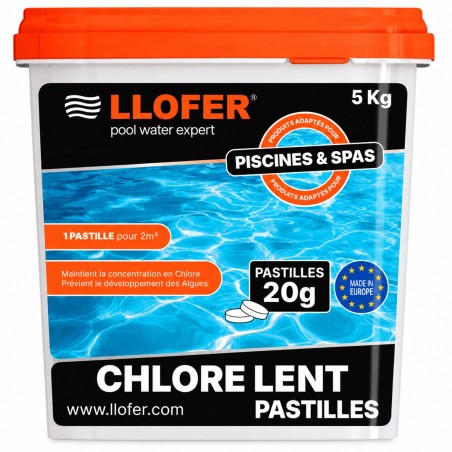 Chlore lent en pastilles 20 g – 5 kg (Haute teneur 90%)