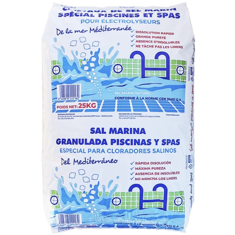 Sel piscine électrolyse LLOFER 25 kg – Haute pureté