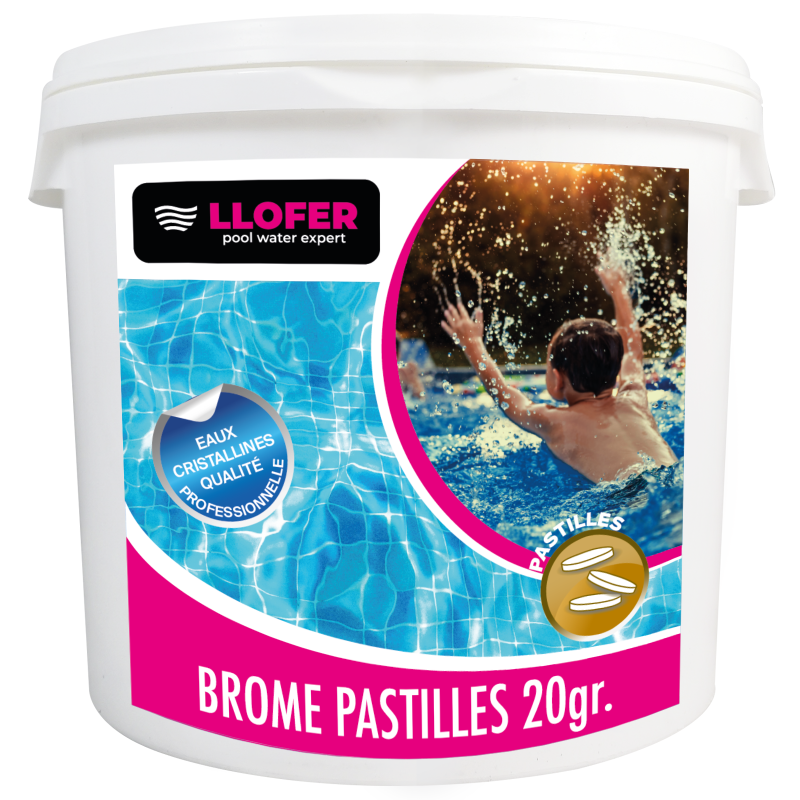 Brome piscine pastilles 20 g – Seau 5 kg | Désinfection longue durée