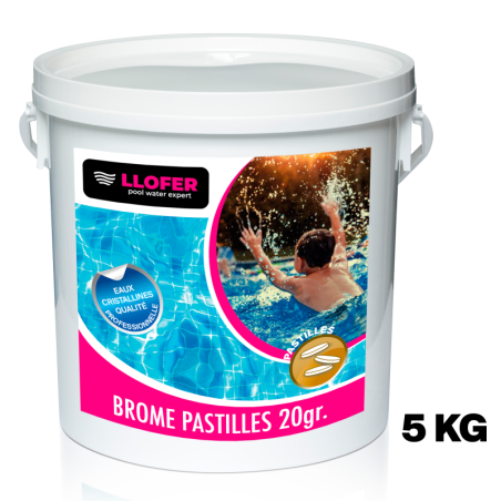 Brome piscine pastilles 20 g – Seau 5 kg | Désinfection longue durée